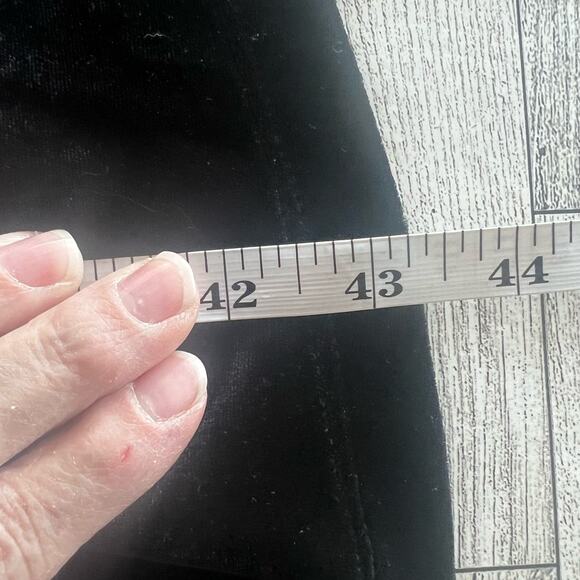 Susan Graver Black Velour Shift Dress Size Large 3/4 Rouch sleeve Stretch - Picture 7 of 11